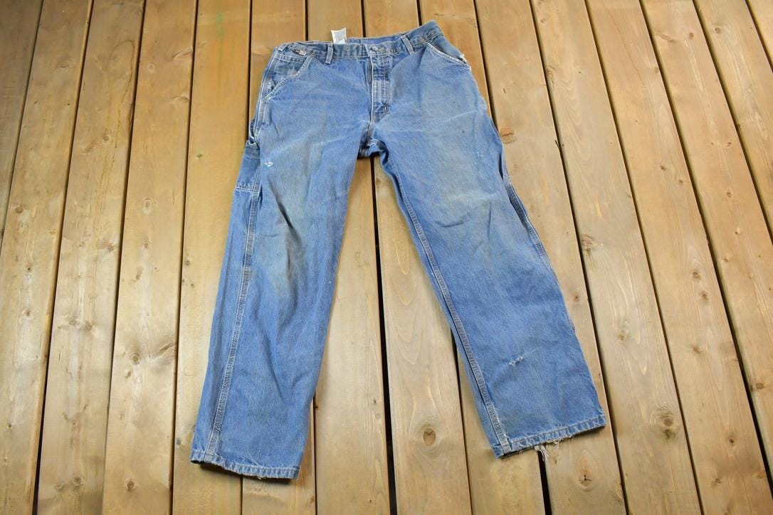 Vintage 1990s Carhartt Flame Resistant Denim Work Pants Size 34 x 32