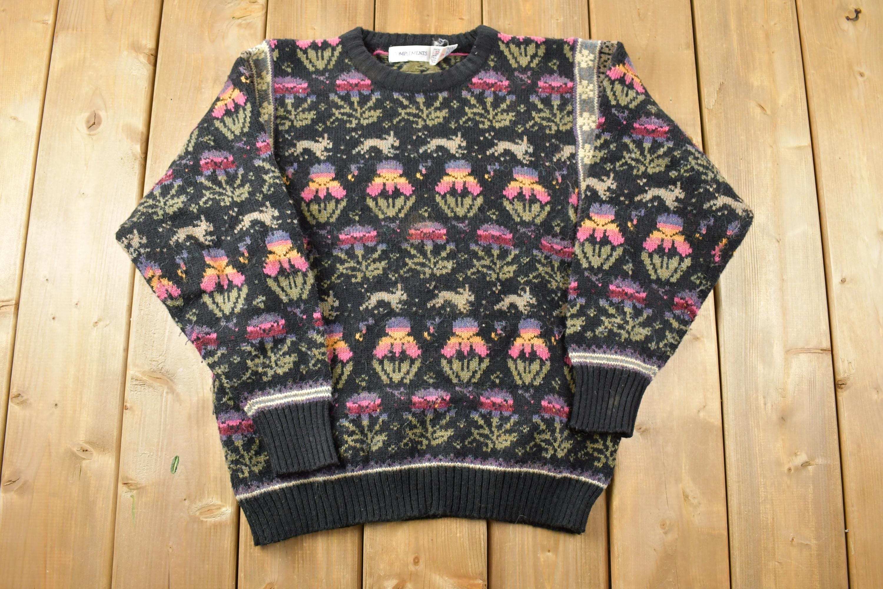 Vintage 1990s Compliments Bunny Knit Crewneck Sweater
