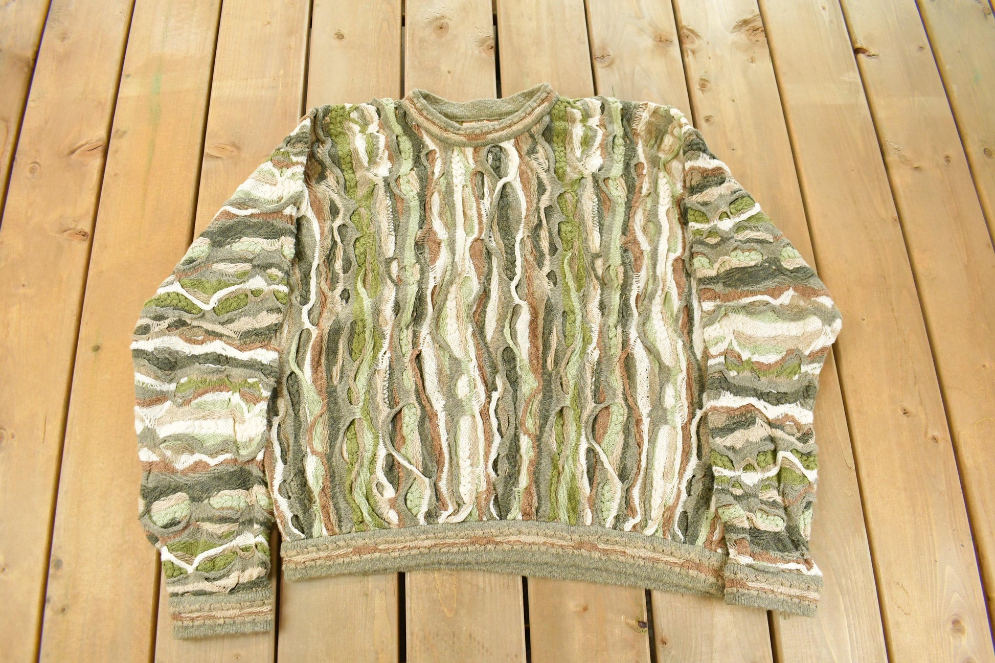 Vintage 1990s Coogi Classic 3D Knit Abstract Crewneck Sweater Men's XL