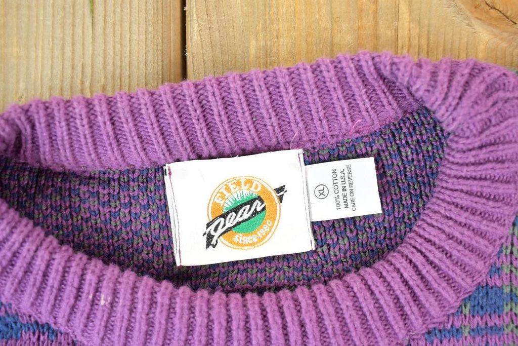 Vintage 1990s Field Gear Knit Abstract Pattern Crewneck Sweater Made In USA