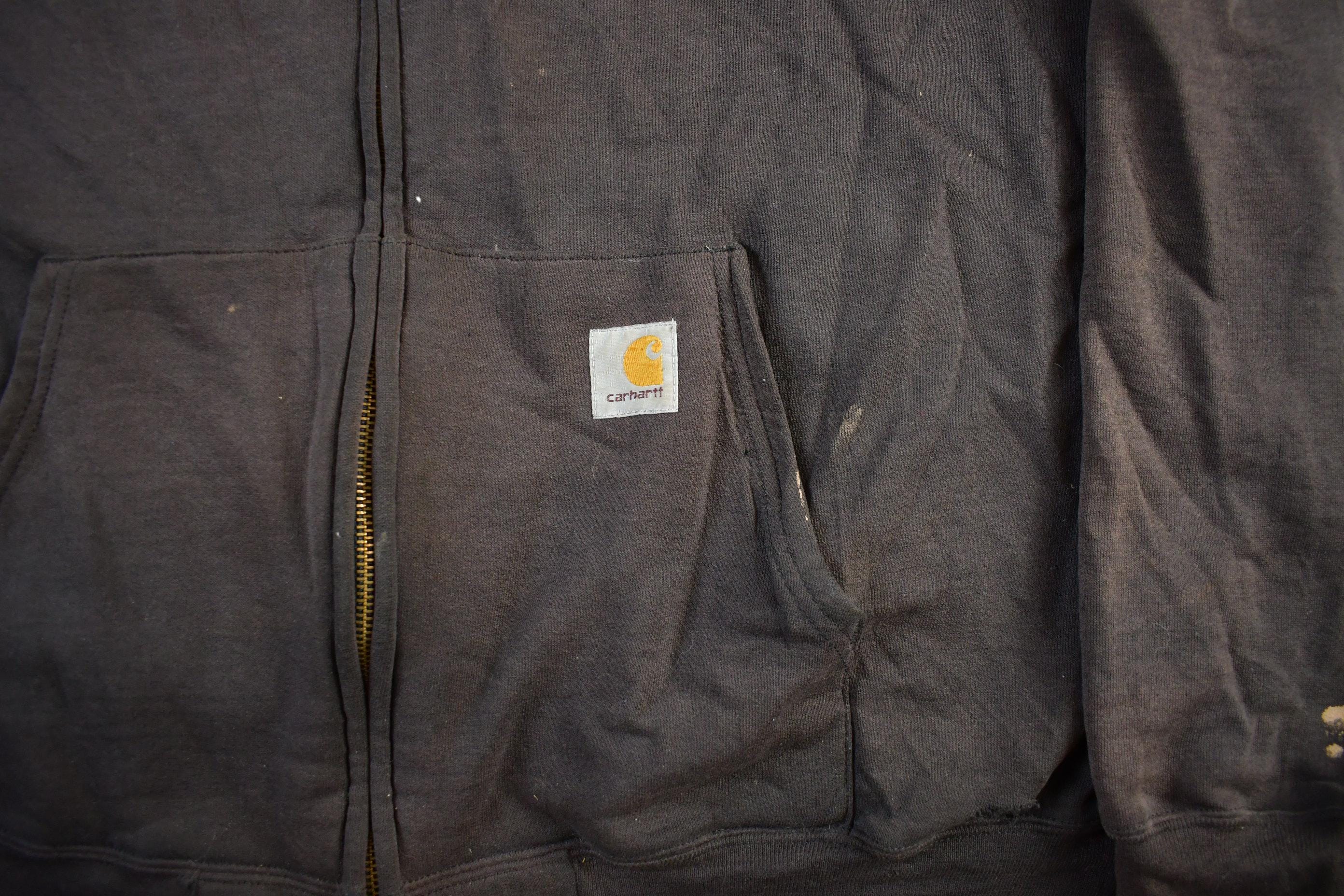 Vintage 1990s Carhartt Sun Faded Distressed Zip Up Hoodie Men's Large Tall