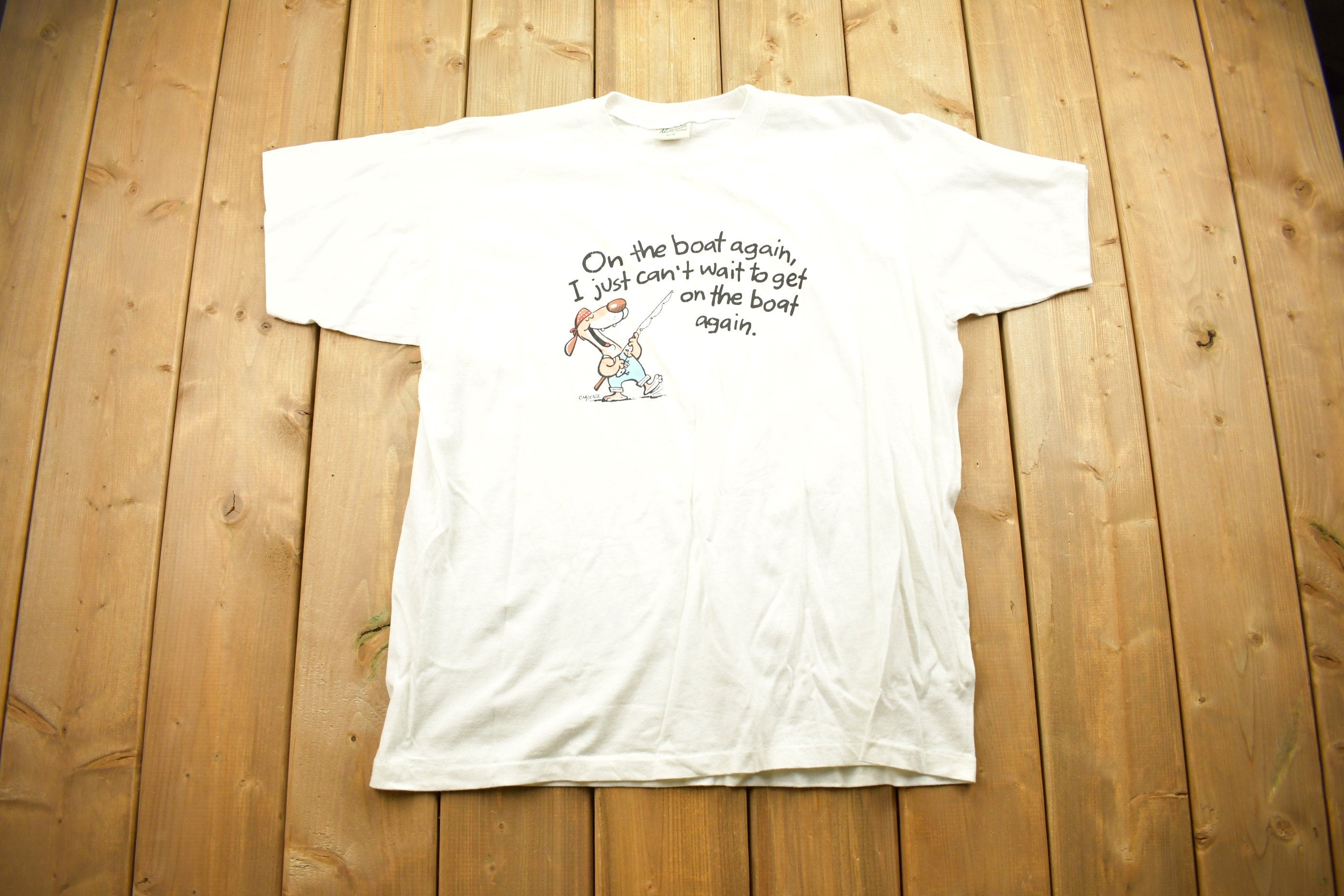 Vintage 1990s Fishing Theme T-Shirt