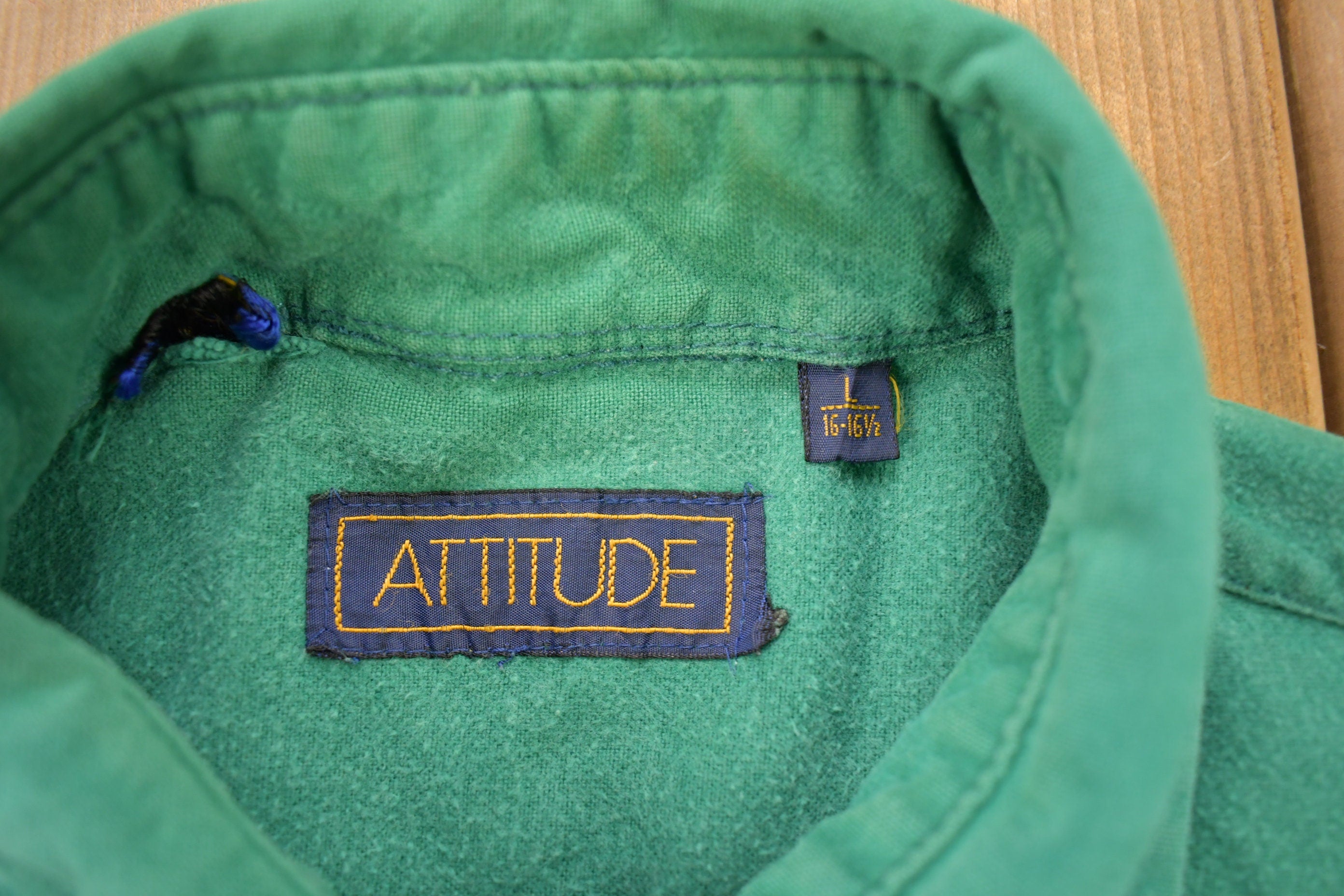Vintage 1990s Attitude Blank Green Button Up Shirt