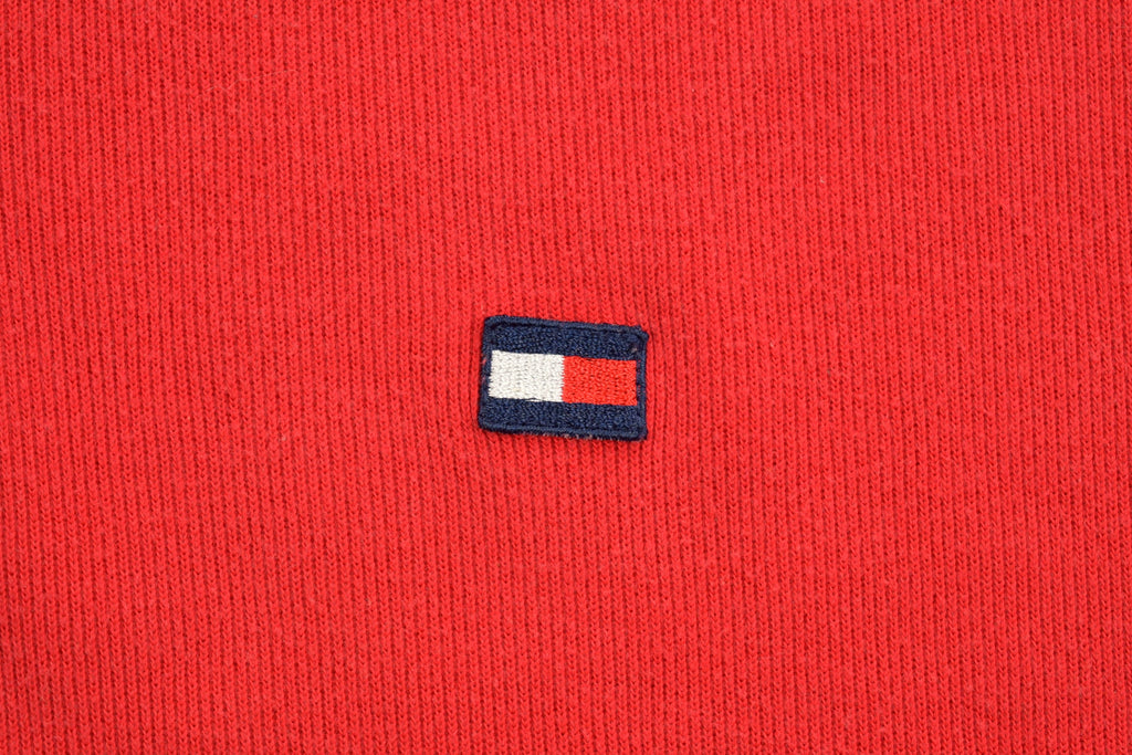 Vintage 1990s Tommy Hilfiger Collared Embroidered Quarter Zip Fleece Sweater
