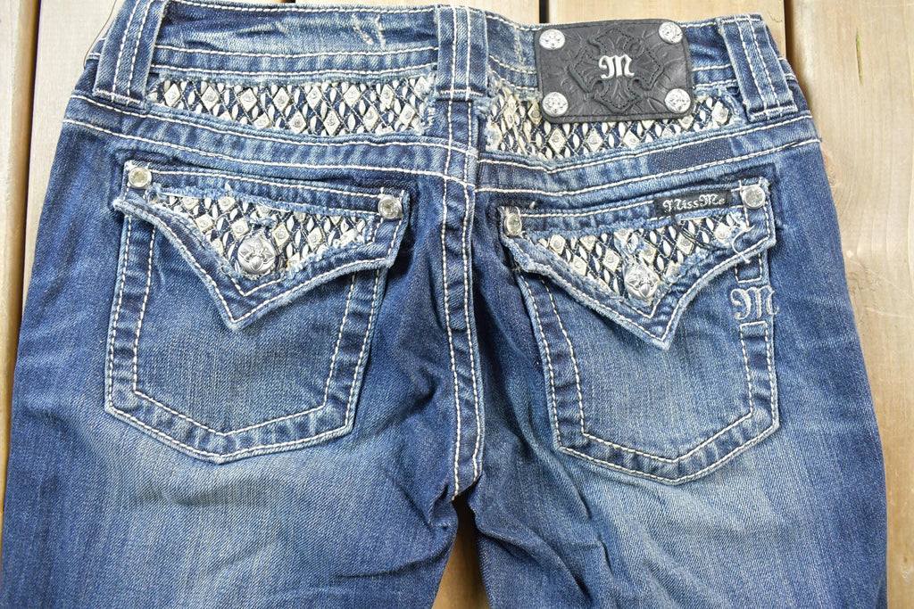 Vintage Y2K Miss Me Bedazzled Low Rise Jeans Size 26x33