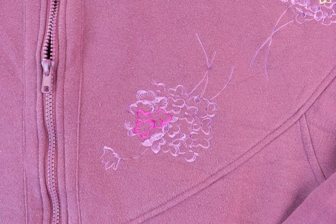 Vintage 1990s Quarter Zip Floral Embroidered Outdoorsman Crewneck Sweatshirt