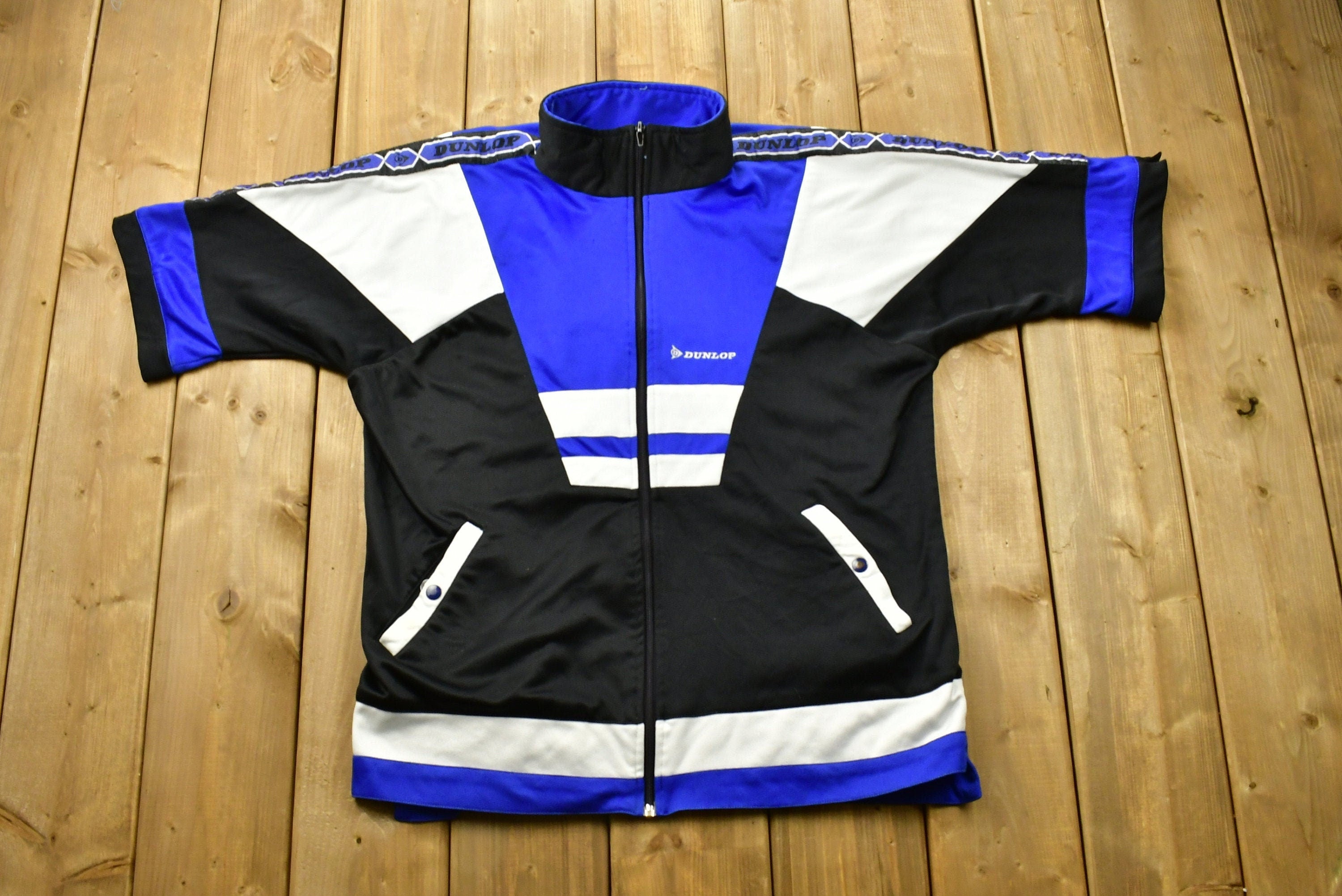 Vintage 1990s Dunlop Tennis Shirt Full Zip  Single Stitch  Tennis Wear  90s Streetwear  Athleisure  Sportswear
