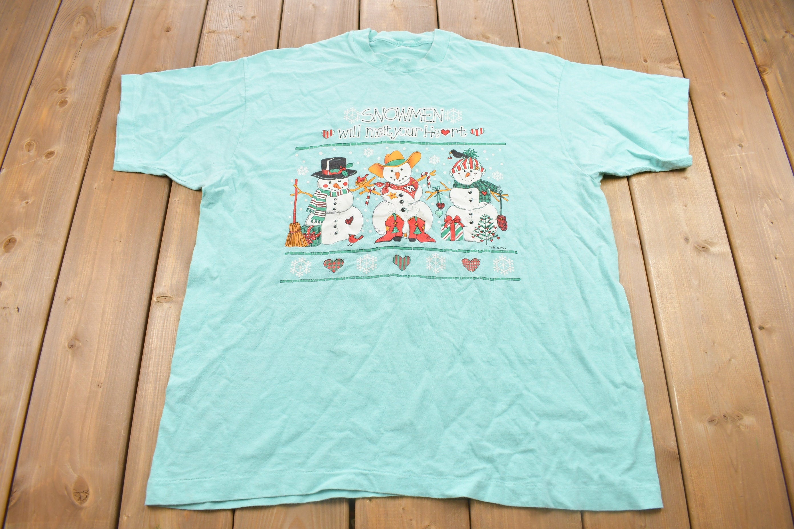 Vintage 1990s Snowmen Graphic T Shirt