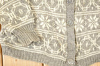 Vintage 1970's Bemidji Abstract Snowflake Wool Knit Cardigan Sweater Men's S