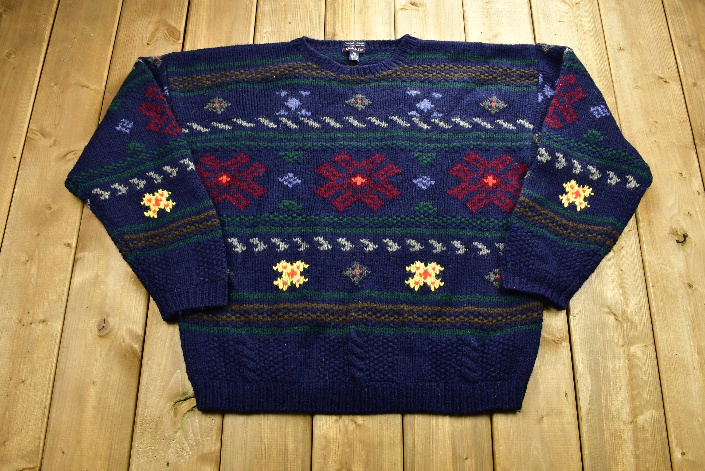 Vintage 90's 100% Wool Hand Knit Sweater