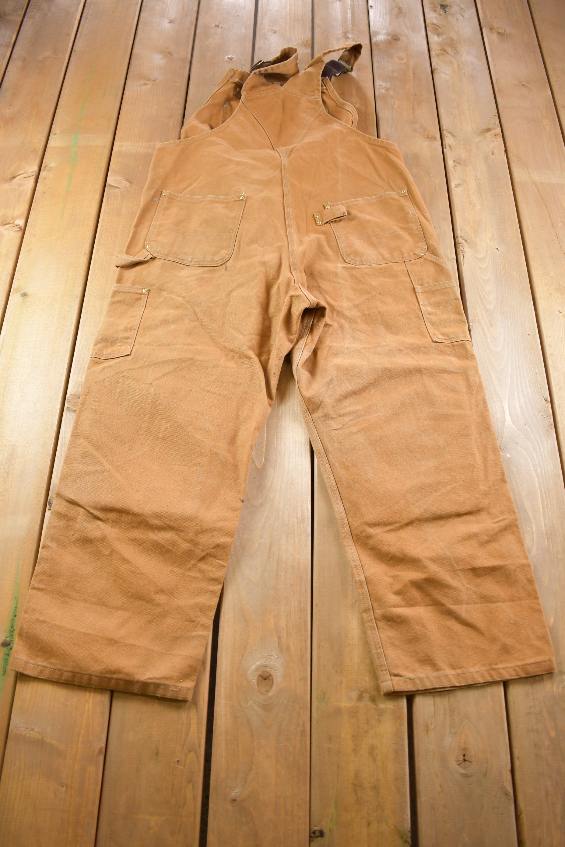 Vintage 1990s Carhartt Double Knee With Pads Canvas Overalls Size 42-44 Large