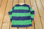 Vintage 1980's Off The Wall Velour Striped Rugby Sweater Youth M-L