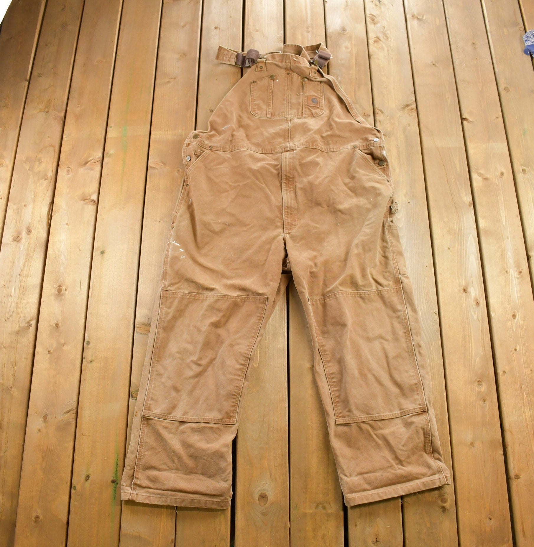 Vintage 1990s Carhartt Double Knee Canvas Overalls Size 50x32