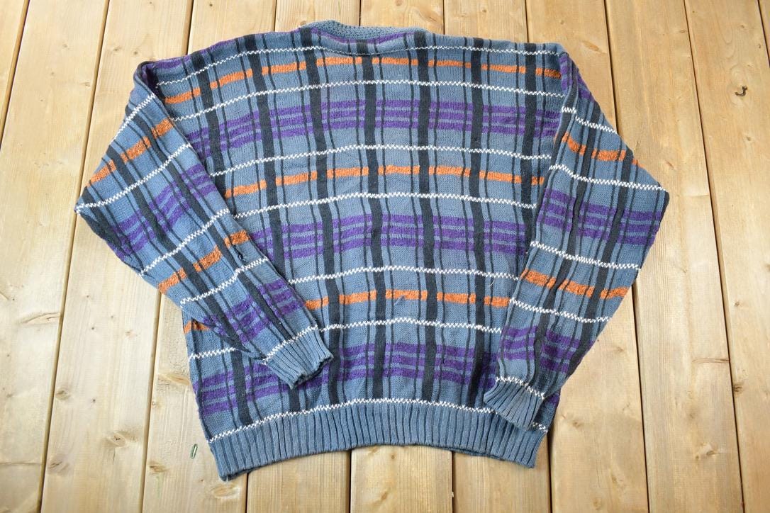 Vintage 1990s Concrete Knit Abstract Pattern Crewneck Sweater