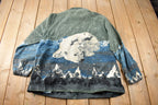 Vintage 1990s Polar Bear Graphic All Over Print Zip Up Fleece Sweater Size XL