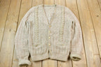Vintage 1980s Cable Knit Cardigan Sweater