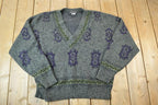 Vintage 1990s Isle Of Man Knit Perfect Mild Distress Cardigan Sweater Made In USA