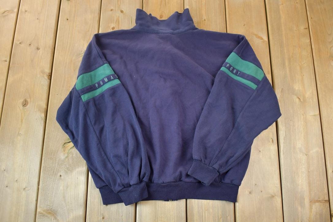 Vintage 1990s Puma Full Zip Mock Neck Sweatshirt