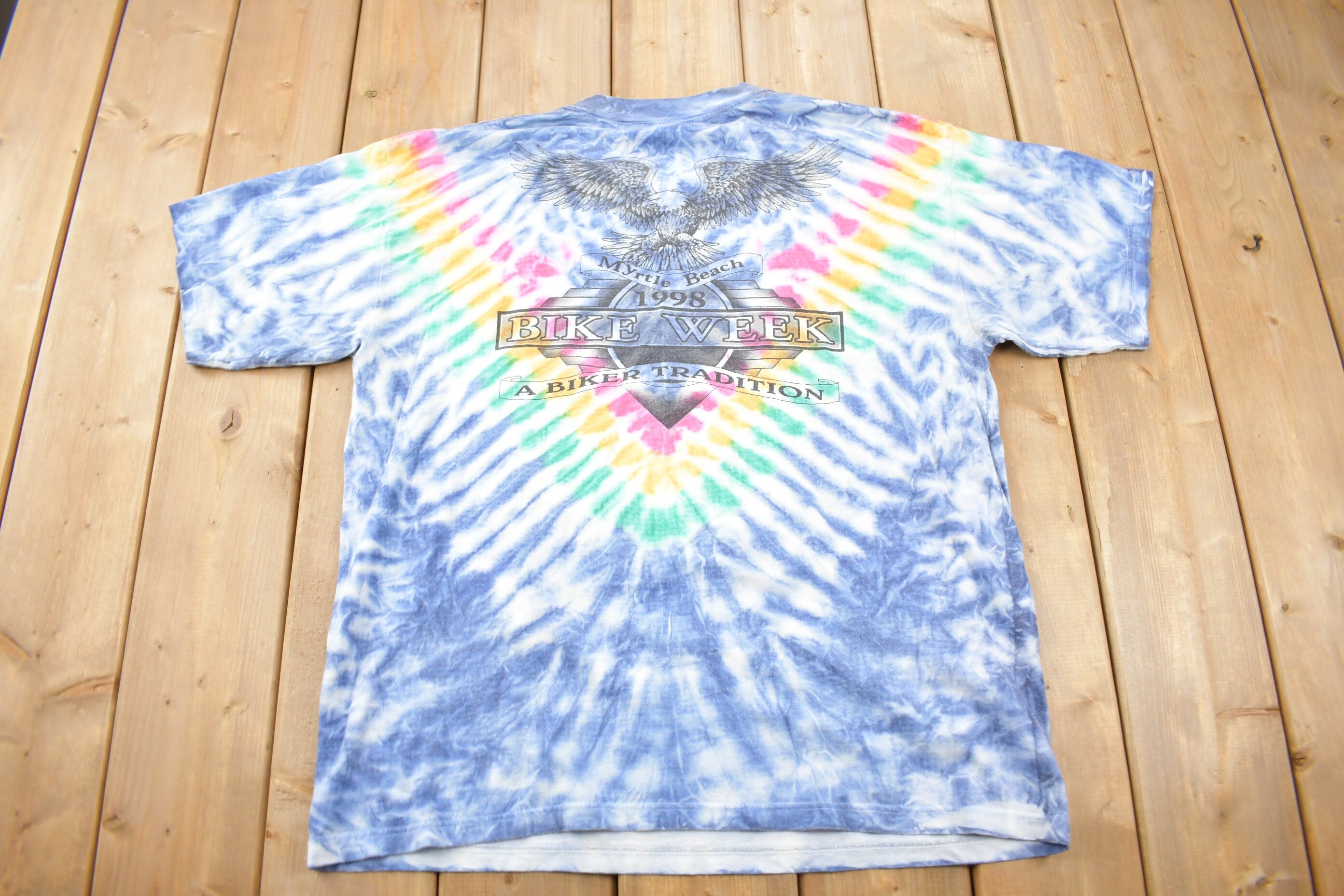 Vintage 1998 Myrtle Beach Bike Week Tie Dye T-Shirt
