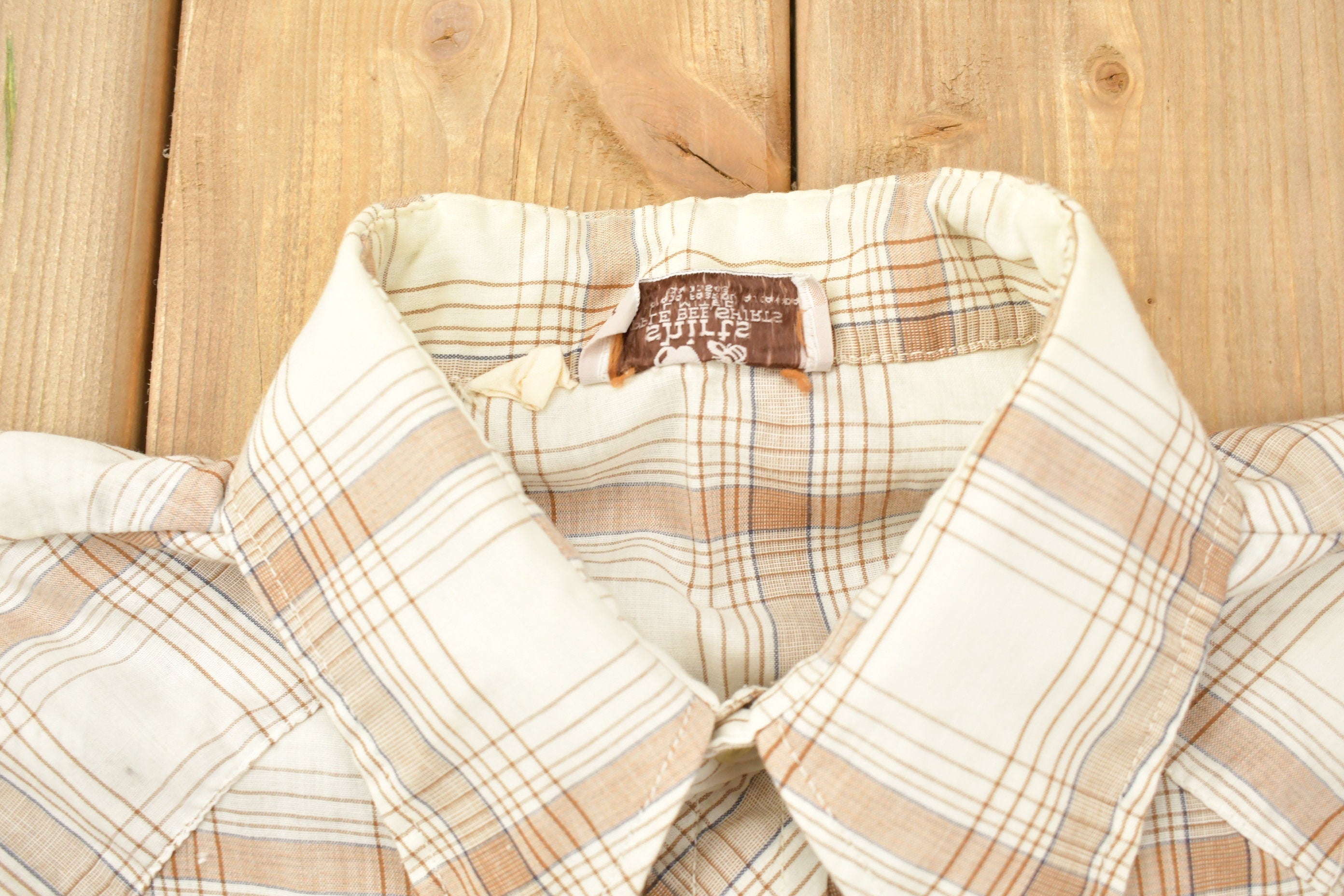 Vintage 1990s Apple Bee Plaid Western Flannel Button Up Shirt