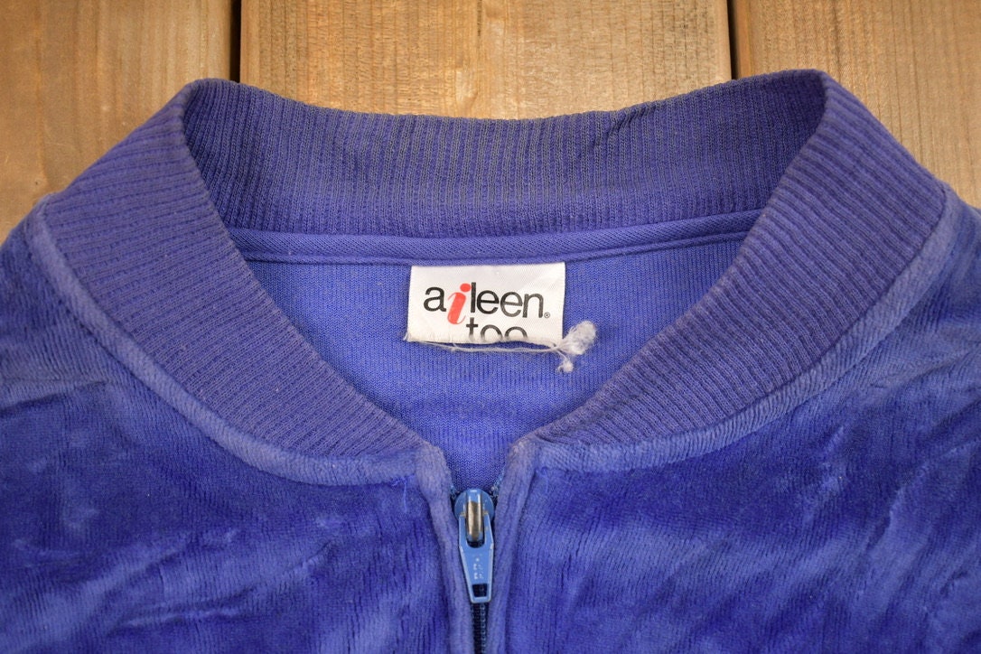 Vintage 1990s Velour Zip Up Sweatshirt