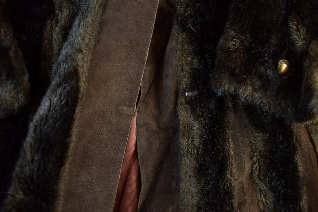 Vintage 1970s Rosewin Faux Fur Leather Coat Women's M-L