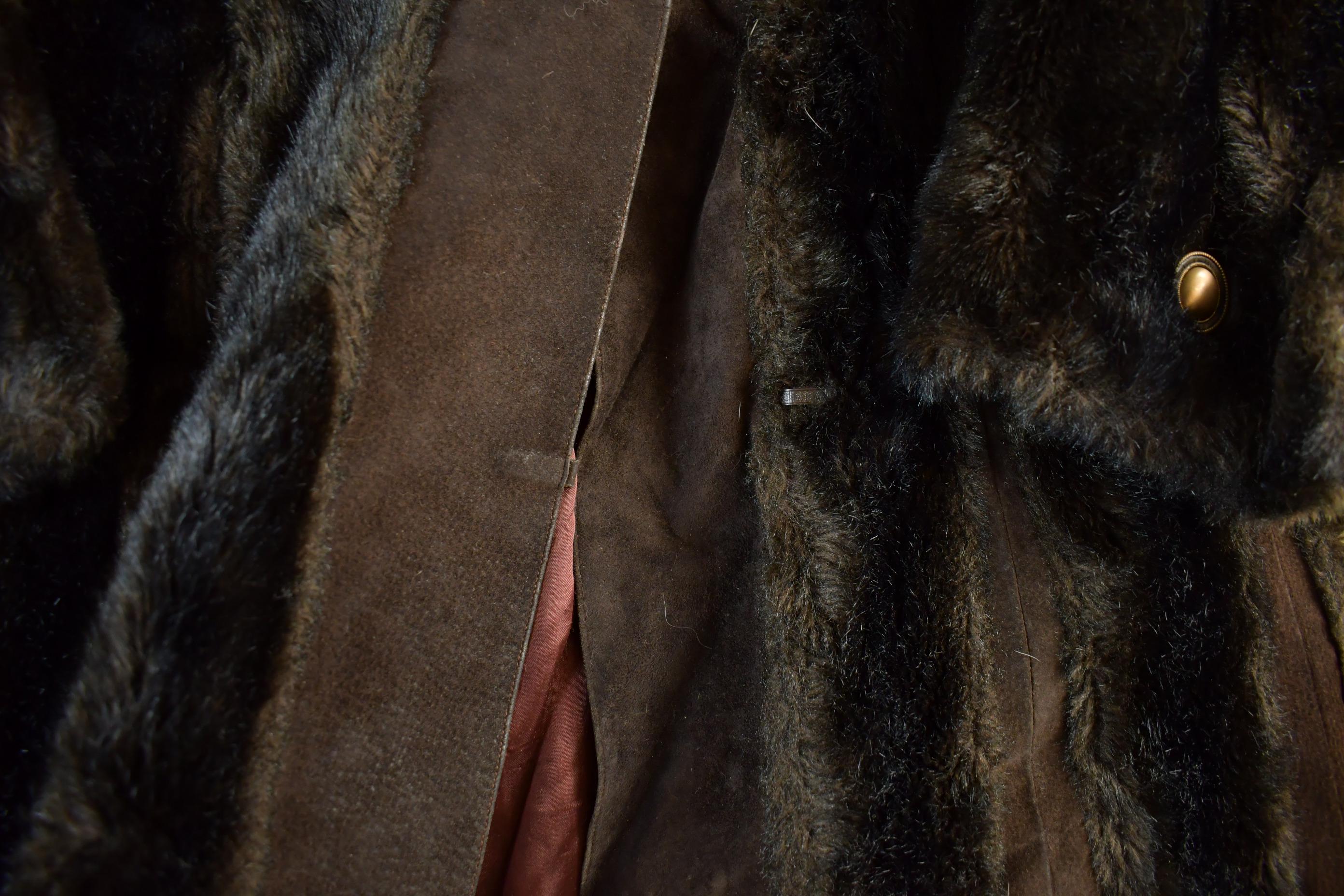 Vintage 1970s Rosewin Faux Fur Leather Coat Women's M-L