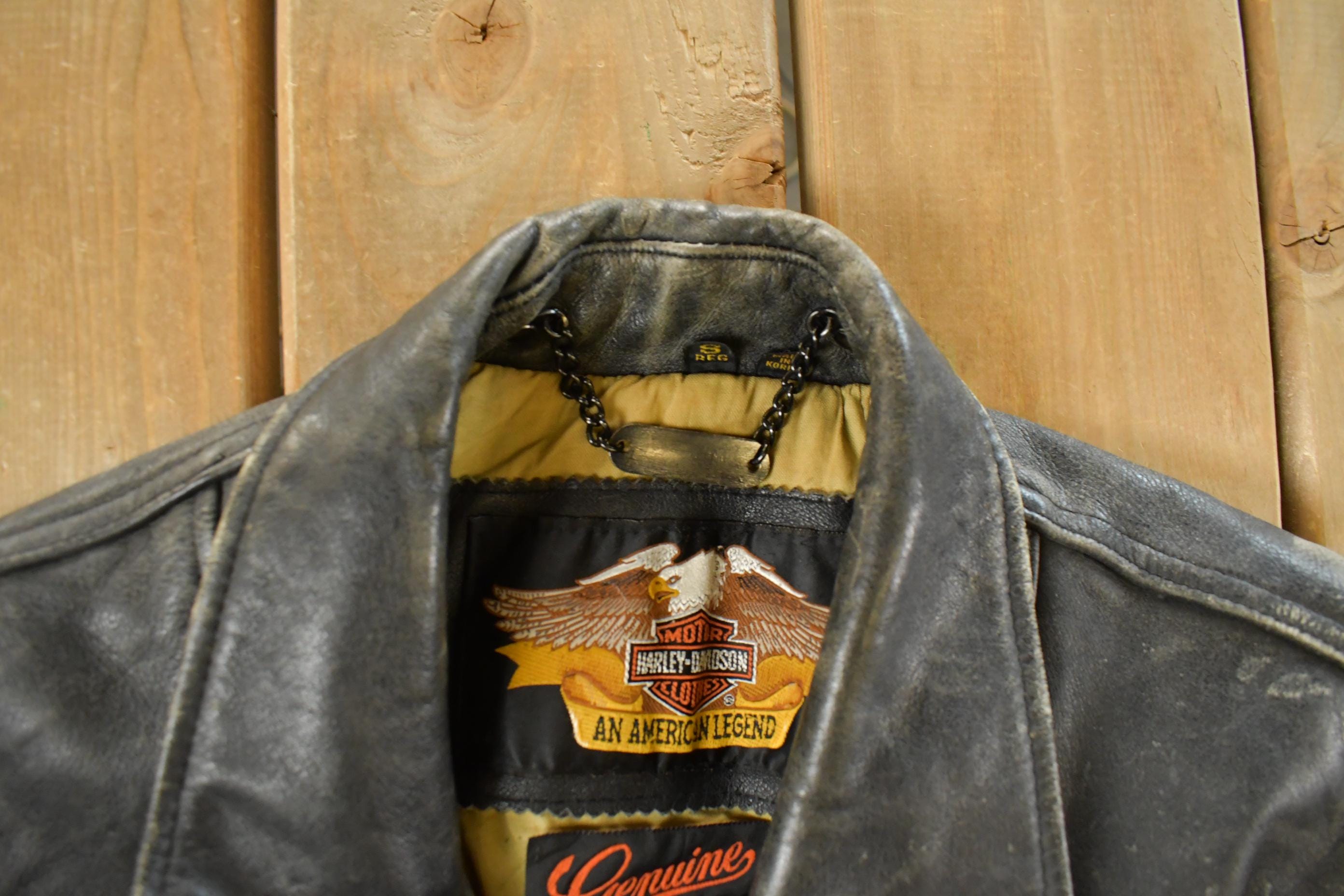 Vintage 1990s Harley Davidson Leather Biker Jacket Men's Small