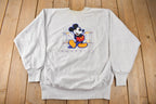 Vintage 1990s Heavy Weight Mickey Mouse Embroidered Disney Crewneck Made In USA Size XL