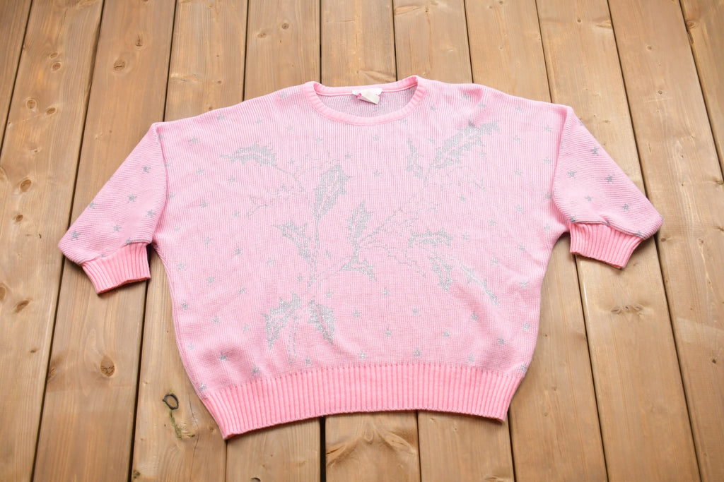 Vintage Image Knitted Short Sleeve Sweater