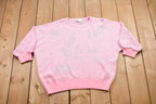 Vintage Image Knitted Short Sleeve Sweater
