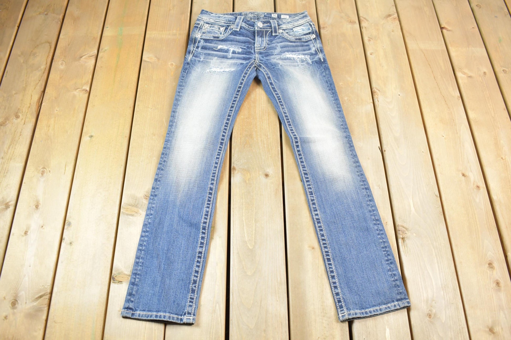 Vintage Y2K Miss Me Bedazzled Low Rise Jeans Size 26x31