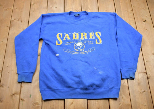 Vintage 1990s Buffalo Sabres NHL Crewneck Sweatshirt / Made In USA / Hockey / Sportswear / Athleisure / Americana / CSA / Buffalo Vintage