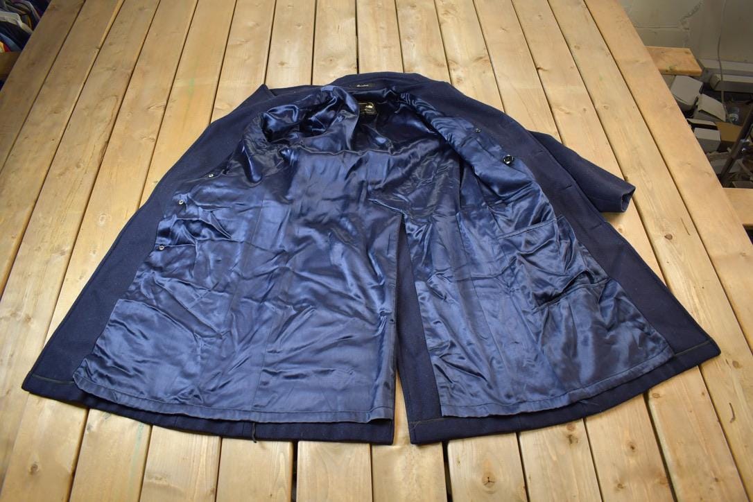 Vintage 1980s Promenade Wool Button Up Over Coat Made In USA