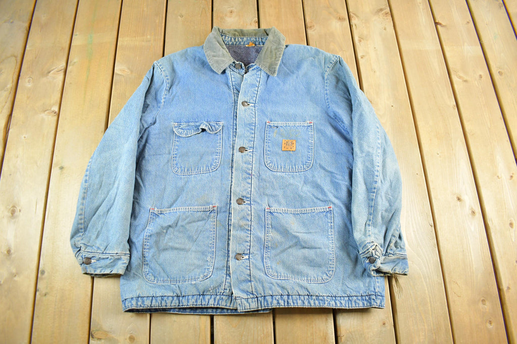 Vintage 1980s Big Mac Blanket Lined Denim Chore Coat Men's Large