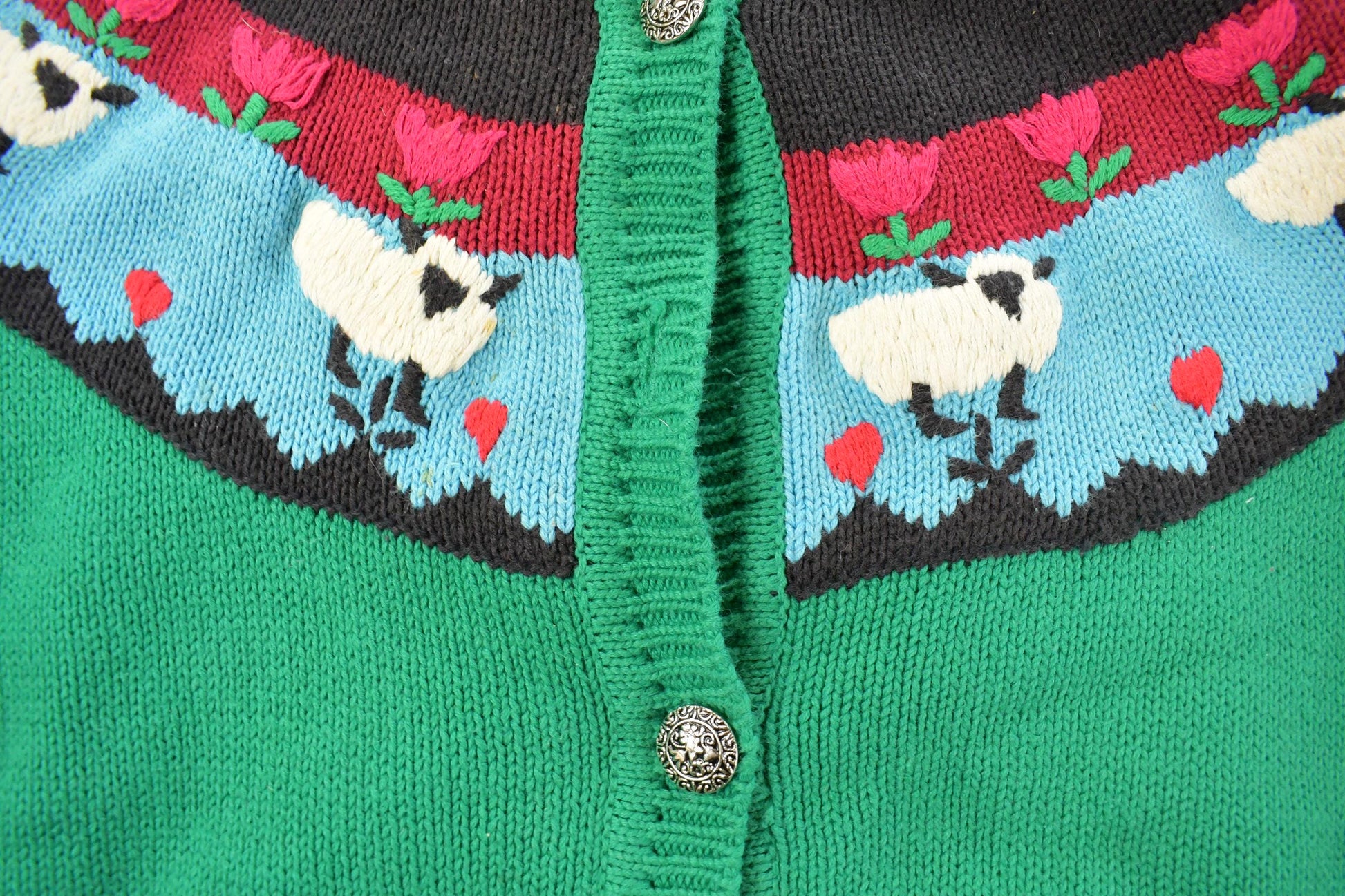 Vintage 1990s Charter Club Farm Knit Cardigan Sweater Women's XL