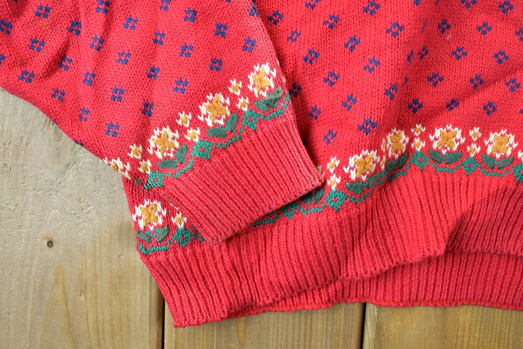 Vintage 1990s Northern Isles Christmas Knit Hand Embroidered Crewneck Sweater