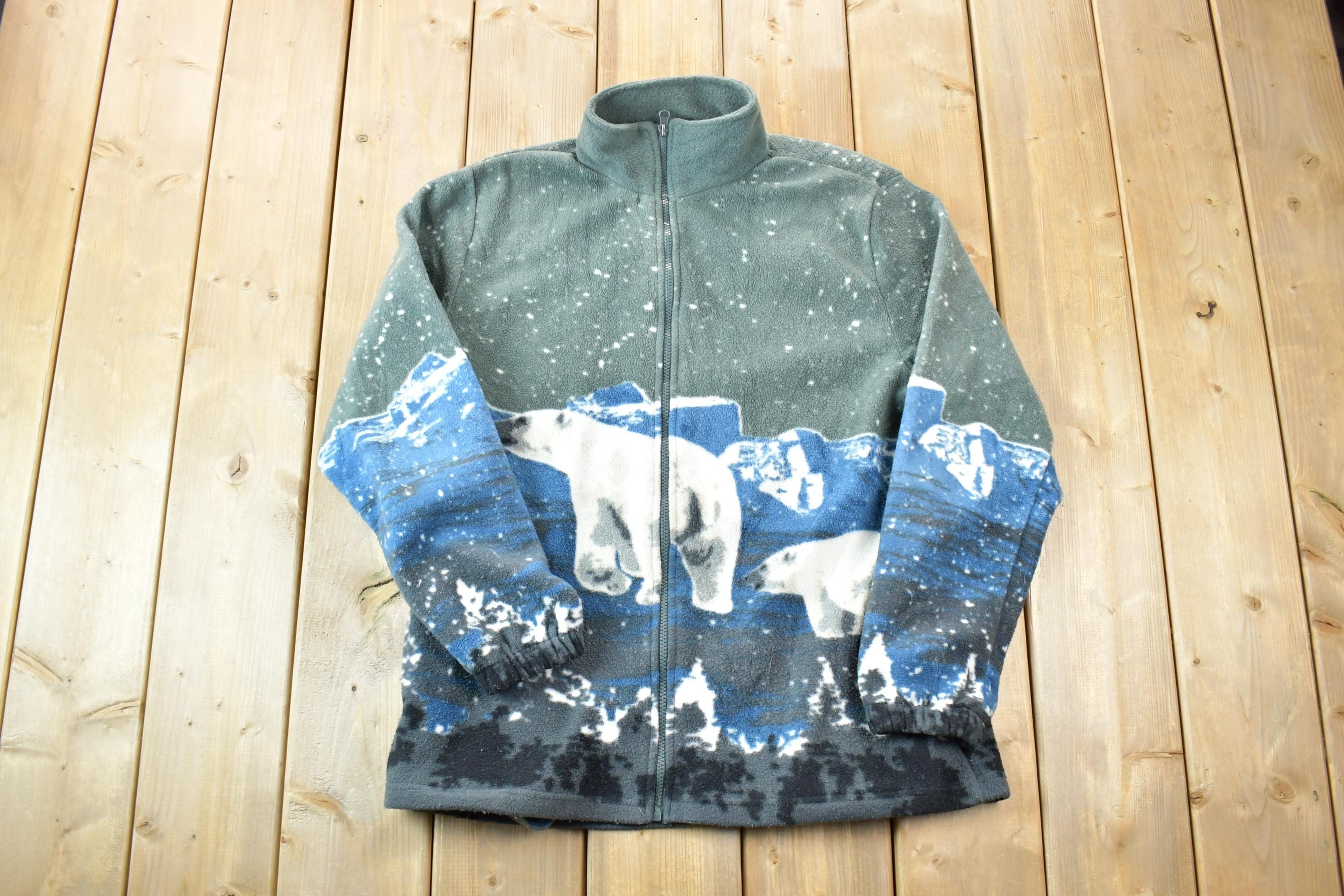Vintage 1990s Polar Bear All Over Print Fleece Sweater
