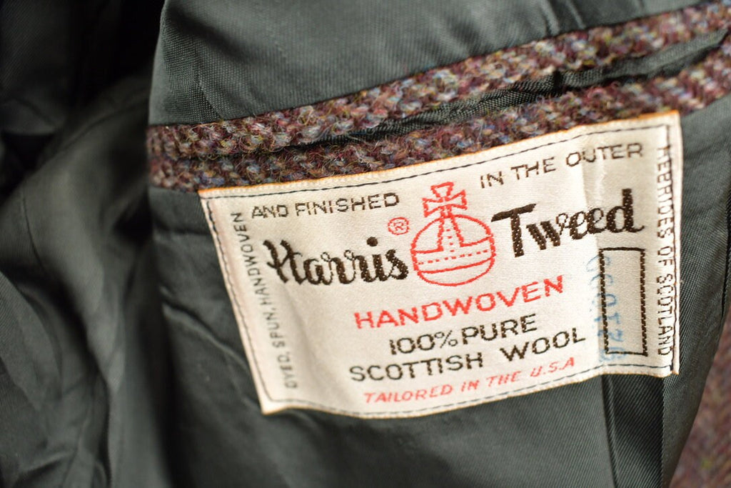 Vintage 1980s Di Benedetto Harris Tweed Houndstooth Wool Two Button Blazer Jacket