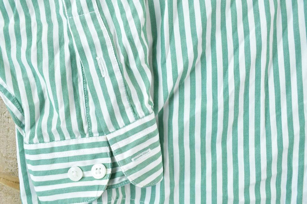 Vintage 1990s Lands End Striped Mint Button Up Shirt