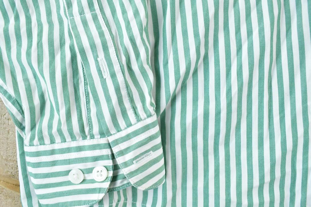 Vintage 1990s Lands End Striped Mint Button Up Shirt
