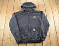 Vintage Y2K Distressed Carhartt Full Zip Fleece Lined Hoodie Sweatshirt