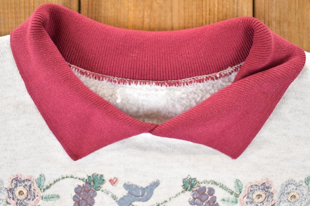 Vintage 1990s Cute Farmhouse Collared Crewneck Sweatshirt Women's XL