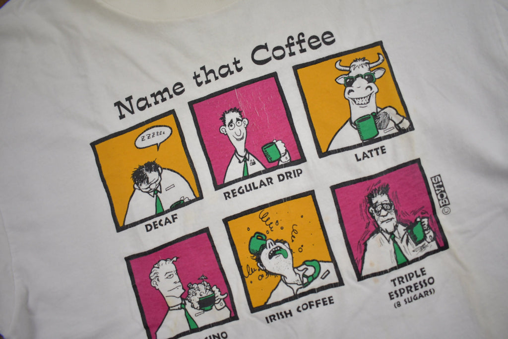 Vintage 1990s Name That Coffee Graphic T Shirt