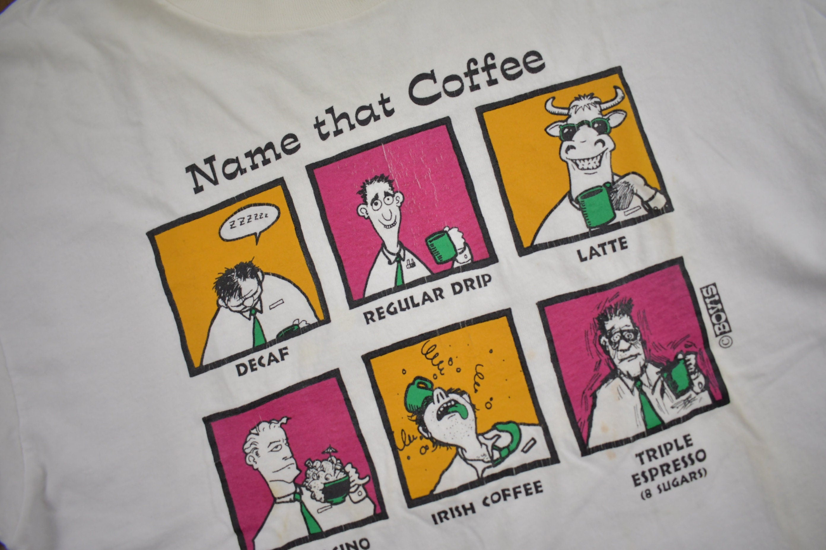 Vintage 1990s Name That Coffee Graphic T Shirt