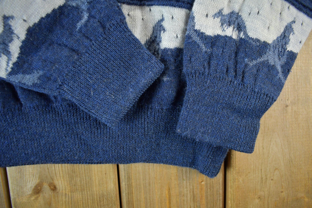 Vintage 1990s Bella Wool Knit Abstract Pattern Crewneck Sweater