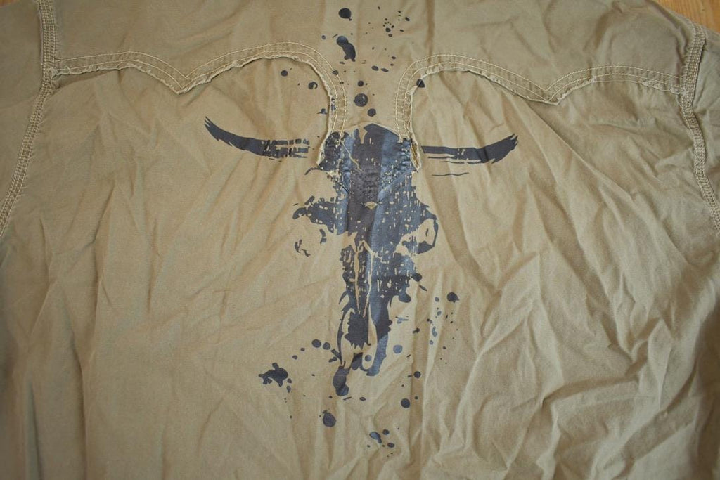 Vintage Y2k 725 Originals Western Paint Splattered Design Style Short Sleeve Button Up