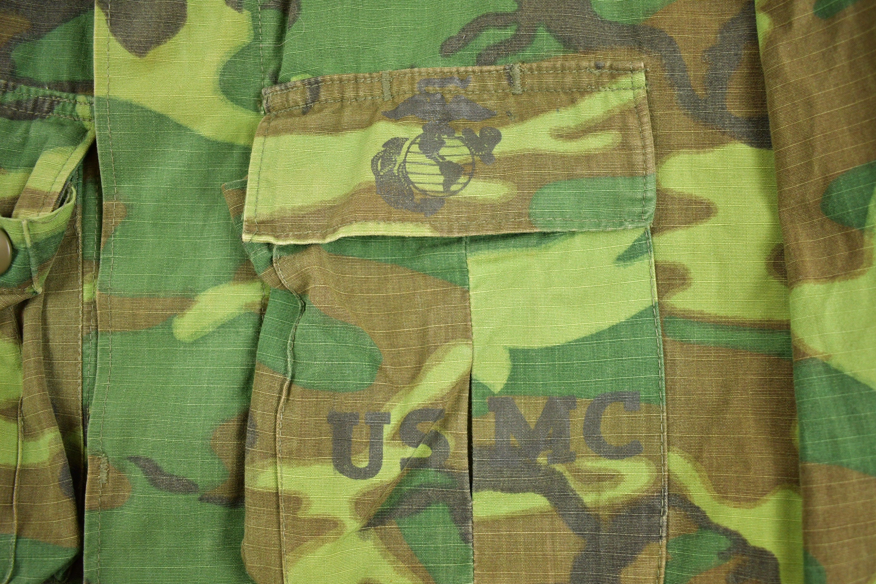 Vintage Shirt ERDL Camouflage Vietnam Rip Stop Coat Uniform Army Green
