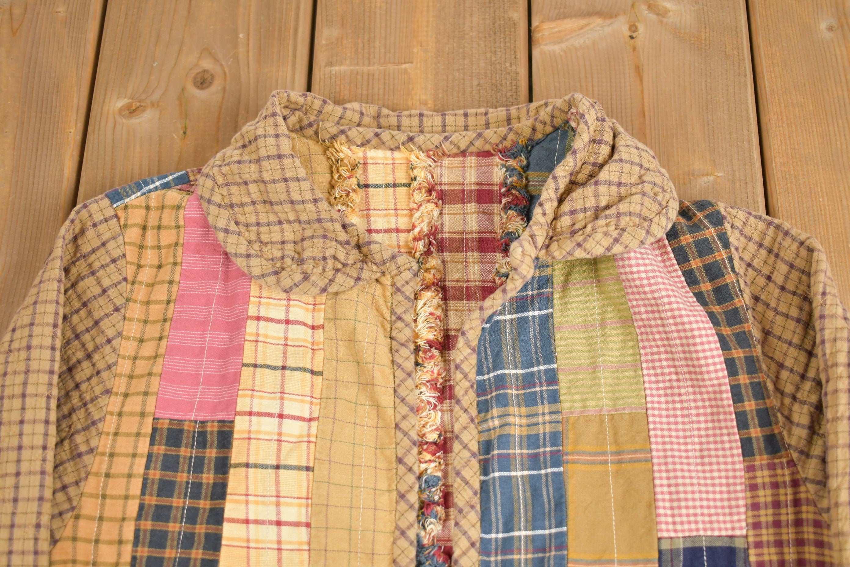 Vintage 1990s Plaid Patchwork Sweater