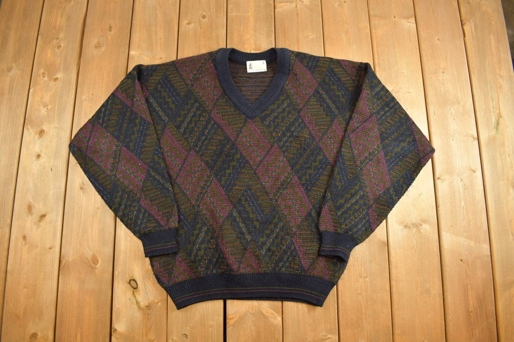 Vintage 1990s London Fog V Neck Knitted Sweater